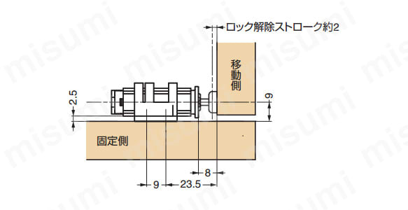 LAMP プッシュラッチ MC-20型 外形図