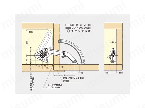 LAMP　ソフトダウンステー　NSDX-10(R/L)K-TV 使用例