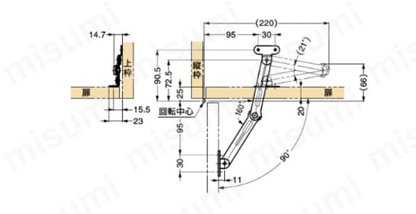 LAMP　ステンレス鋼製フリーストップ機構付トルクステー　Ｓ-100Ｔ30型 使用例6