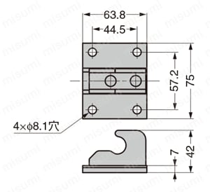 PROTEX　ステンレス鋼製受座フック　04-4292SS 外形図