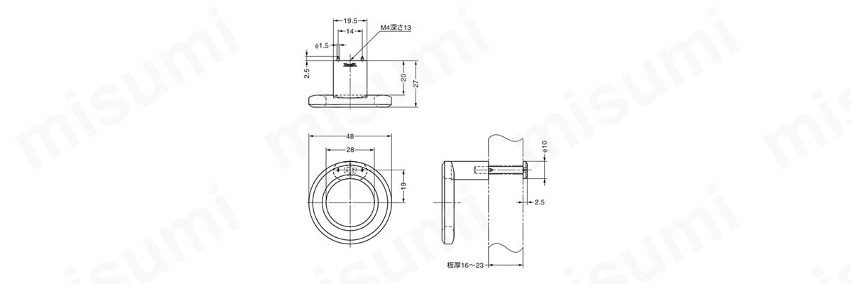 ステンレス鋼（SUS316）製つまみ ZL-1910 外形図