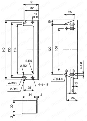 エリアセンサ BWP・BWPKシリーズ用ブラケット 外形図5