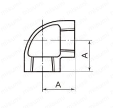 ねじ込み式可鍛鋳鉄製管継手 エルボ 外形図