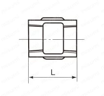 ねじ込み式可鍛鋳鉄製管継手 ソケット 外形図