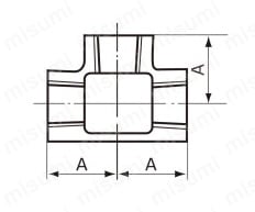ねじ込み式可鍛鋳鉄製管継手 チー 外形図01