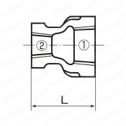 ねじ込み式可鍛鋳鉄製管継手 縁付径違いソケット 外形図01
