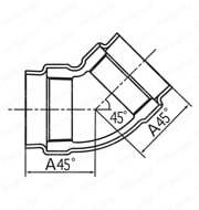 連送管継手 埋設用 45°エルボ 外形図1