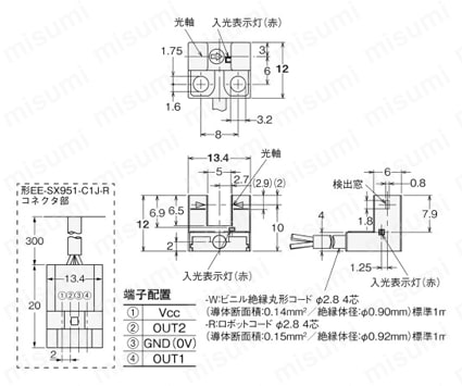 超小型コード引き出しタイプ（直流光） EE-SX95 | オムロン | MISUMI