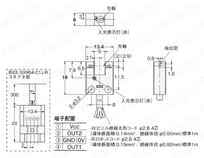 EE-SX951-W 1M | 超小型コード引き出しタイプ（直流光） EE-SX95