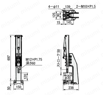 エアクランプ ストレートベース GH-32500PR-A 外形図