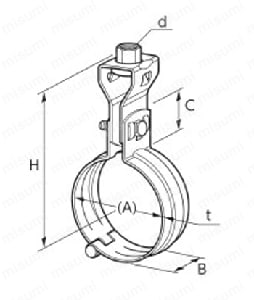 吊配管金具 らく吊エースタン付 Alt;外形図01