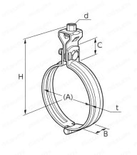 吊配管金具 FTP吊バンドタン付 外形図