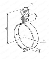 吊配管金具 ステンFTP吊バンドタン付 外形図1