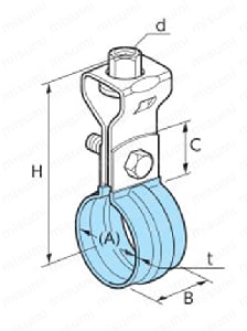 吊配管金具 デップSU吊バンドタン付 Alt;外形図01