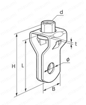 吊配管金具 タンバックル（W） Alt;外形図01