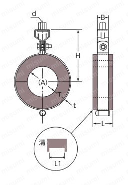 断熱配管支持金具 ウレタンAG 外形図