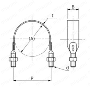 GP 管用U バンド Alt;外形図01