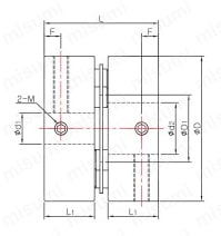 ディスク形カップリング クランピングタイプ SHDS 円筒型外形図
