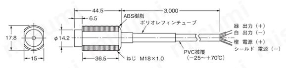 非接触温度センサ ES1 形ES1B外形図