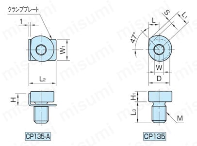 スパイラル カム クランプ （CP135） 外形図
