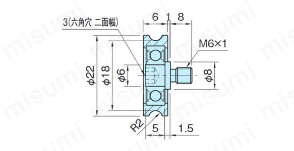 GRL22M6P-R-SUS（ボルト付き）（mm）
