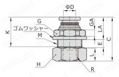 補助機器 ワンタッチ継手 PMFシリーズ 外形図