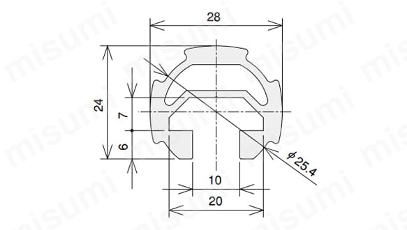 グリーンフレームLスロット（カット品） 外形図