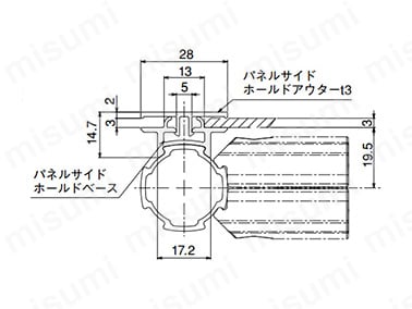 パネルサイドホールドの寸法図（mm）