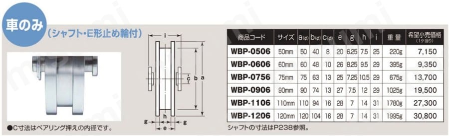 ヨコヅナ  ロタ・ステンレス重量戸車 (H型・ステン枠) φ90 (WBS-0906) - 3