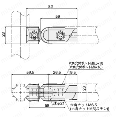 フリーコネクタインナー型　外形図1
