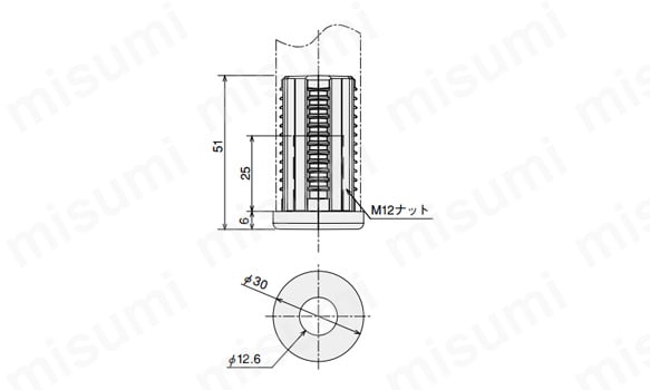 フットコネクタM12の寸法図