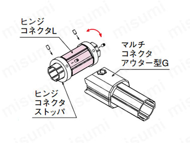 ヒンジコネクタLの外形図
