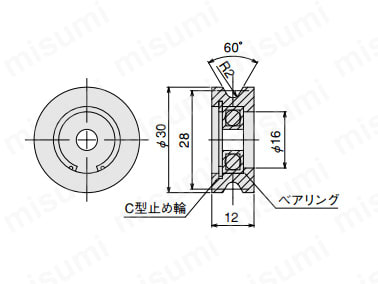 鉄製アイドラーの寸法図
