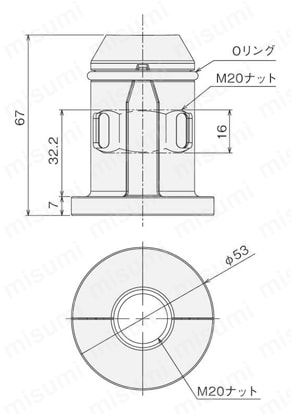 フットコネクタL 外形図