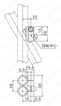 クロスコネクタ回転S 外形図