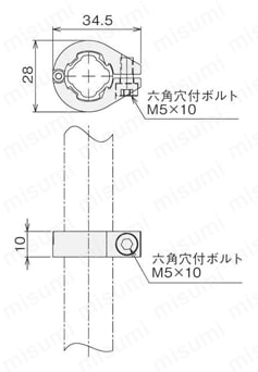 ヒンジコネクタストッパハードS 外形図