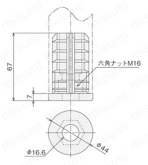 フットコネクタM16G 外形図