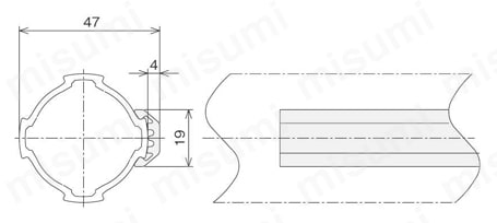 フレームガードG l=2000mm（グレー） 外形図