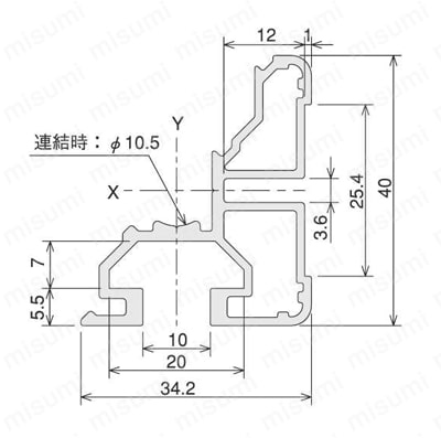 安全柵 AZピラー4040（連結型） （カット品） 外形図01