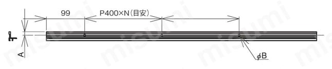 アルミ構造材 SF共通パーツ パネルクランプ（インナー） （カット品） パネルクランプインナー取付け穴加工目安図