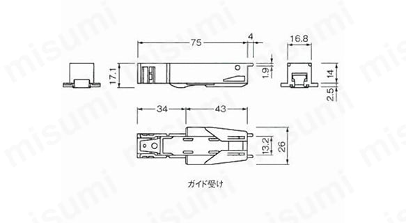 マグネットガイド No.722G ガイド受けの外形図