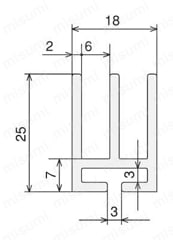 引戸用レール（樹脂製） （カット品） SFA-R04外形図