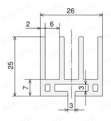 引戸用レール（樹脂製） （カット品） SFA-R14外形図