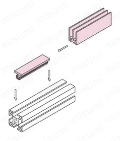 引戸用レール（樹脂製） （カット品） 接続方法図