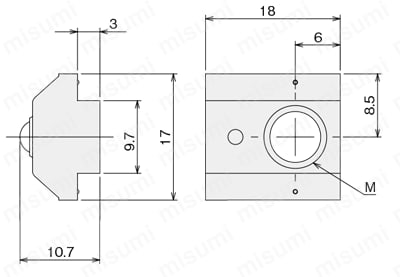 STナットストッパー付きL　外形図