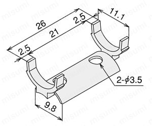 SF40・45 アフターナットサポートL【50個入り】　外形図