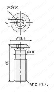TGジョイントキット4045 TGボルトM12外形図