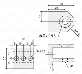 型番 | ターンブラケット30A／30B | ＳＵＳ | MISUMI(ミスミ)