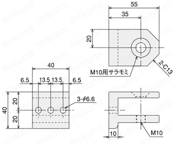 ターンブラケット40A／40B　外形図1
