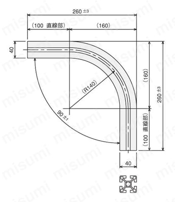 ベンドブラケットL40 外形図